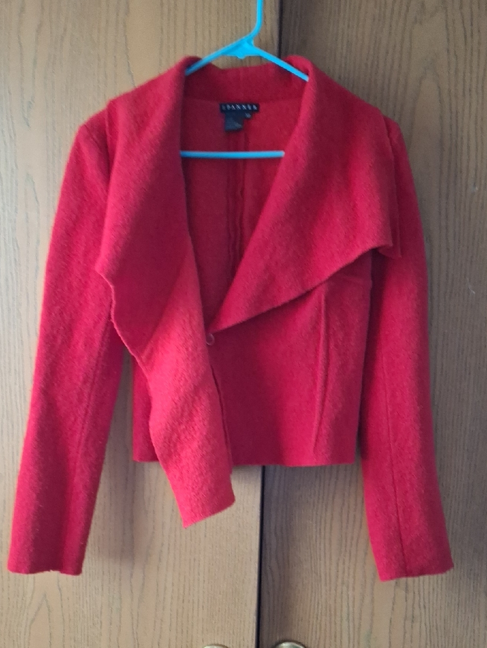 SPANNER Red Wool Blend Draped Open Front Jacket